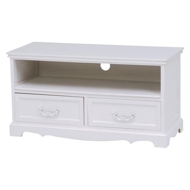 HAGIHARA(萩原) MTV-6597WH アンティークテレビボード(ホワイト・幅80×奥行33.5×高さ42cm)[MTV6597WH] 返品種別A