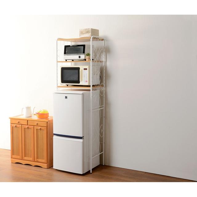 HAGIHARA(萩原) KCC-3040WH 冷蔵庫ラック(ホワイト・幅58×奥行38×高さ182.5cm)[KCC3040WH] 返品種別A_6