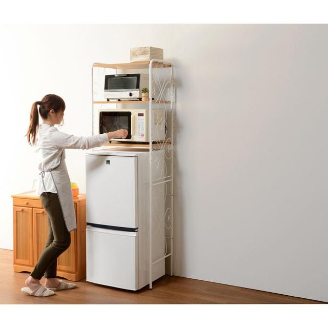 HAGIHARA(萩原) KCC-3040WH 冷蔵庫ラック(ホワイト・幅58×奥行38×高さ182.5cm)[KCC3040WH] 返品種別A_7