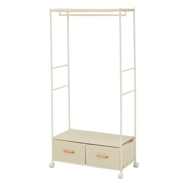 HAGIHARA(萩原) KHR-3157WH 引出し2杯ハンガーラック(ホワイト・幅75×奥行35.5×高さ155cm)[KHR3157WH] 返品種別A 6,286円