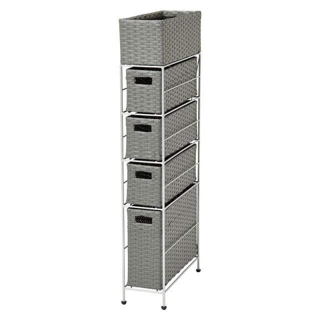 HAGIHARA(萩原) ランドリーチェスト(グレー・幅15.5×奥行40.5×高さ95.5cm) サニタリー 収納棚 衣類ラック RAN-2407GY返品種別A 6,175円