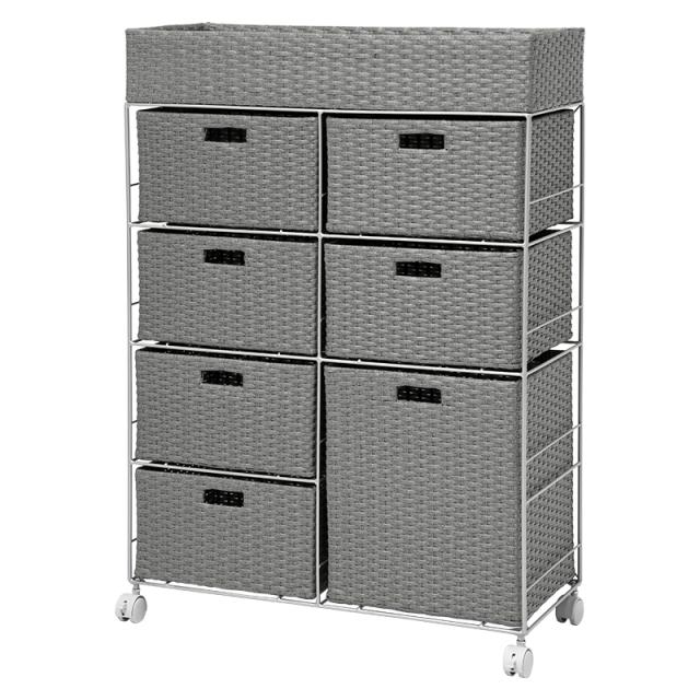 HAGIHARA(萩原) ランドリーチェスト(グレー・幅70.5×奥行30.5×高さ99.5cm) サニタリー 収納棚 衣類ラック RAN-2418GY返品種別A