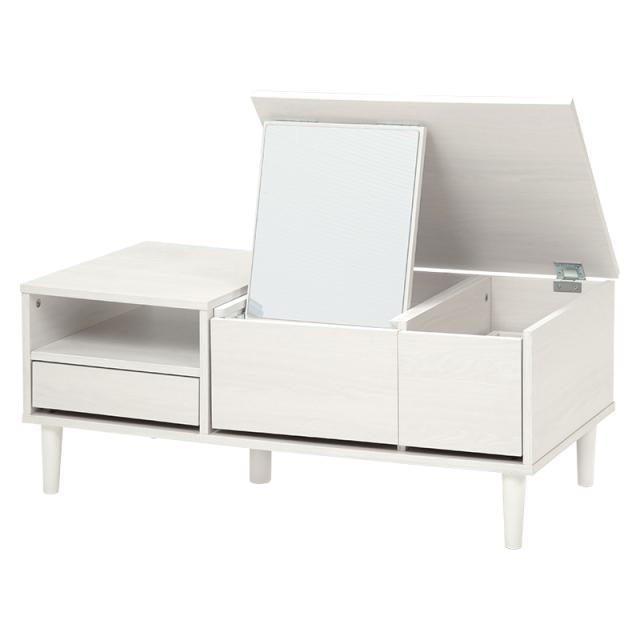 HAGIHARA(萩原) コスメテーブル(ホワイト・幅95×奥行45×高さ38cm) RD-1126WS返品種別A