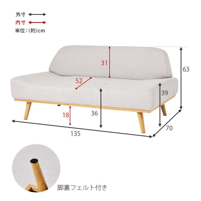 HAGIHARA(萩原) レスト2P-MYE ソファ(マスタードイエロー・幅135×奥行70×高さ63/座面高36cm)[レスト2PMYE] 返品種別A_11
