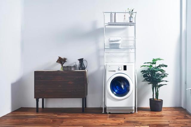 オビタス SCR-18WW-OV 取り外し出来るバスケット2個付きランドリーラック(ホワイト・棚板ホワイトウッド)[SCR18WWOV] 返品種別A