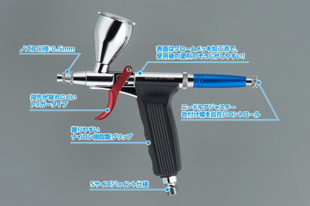 ウェーブ スーパーエアブラシ トリガータイプ05【軽量アルミボディ】ノズル径0.5mm【HT-585】 返品種別B_1
