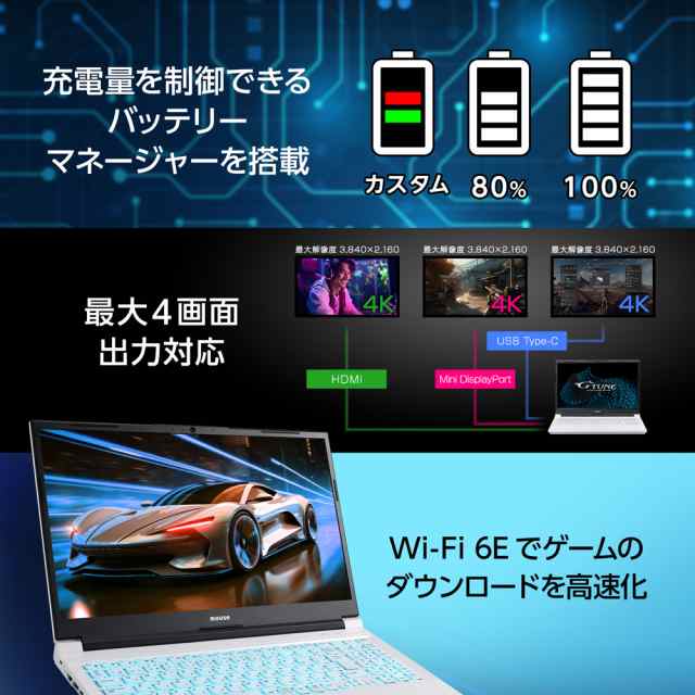 mouse（マウス） P5I7G60JD25CWHWT3 ゲーミングノートパソコン G-Tune P5-I7G60【Joshinオリジナルモデル】  (15.6型/Windows11/Core i7 13620H/メモリ 32GB/SSD 500GB/GeForce RTX 4060/144Hz)  ホワイトスタンダードゲーミングノートPC[P5I7G60JD25CWHWT3] 返品種別Aの ...