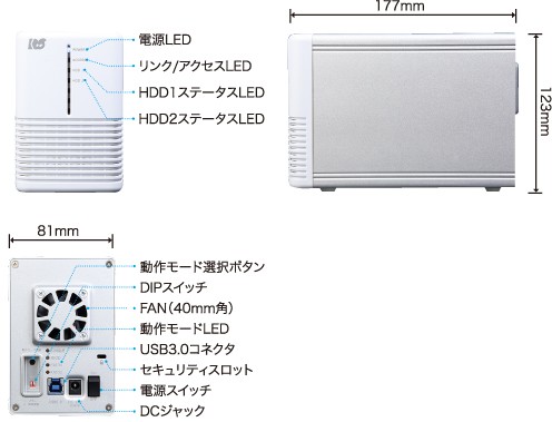 ラトックシステム RS-EC32-U3RWSZ USB3.0/2.0 RAIDケース（HDD2台用