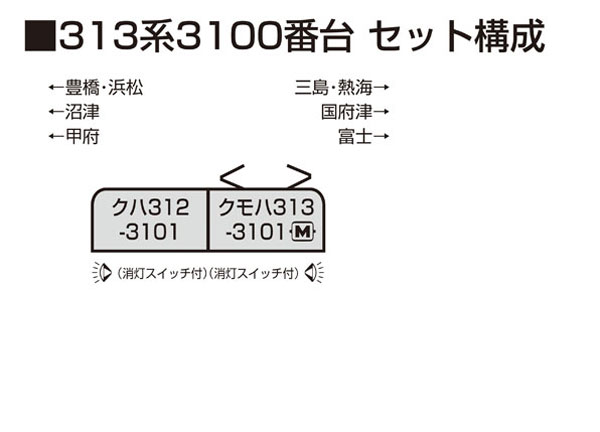 カトー (N) 10-1929 313系3100番台 2両セット カトー 10-1929 313ケイ3100バンダイ 2R返品種別B_2