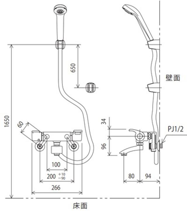 KVK KF890 壁付き2穴 シャワー混合栓（浴室用）【水栓】KVK[KF890] 返品種別B_1