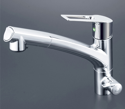 KVK 台付き1穴 ビルトイン浄水器用シングルシャワー付混合栓（キッチン用）　浄水カートリッジセット付 KM5061NSCEC返品種別B