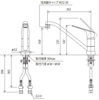 KVK KM5011JTEC 台付き1穴 シングル混合栓(キッチン用)【水栓】KVK[KM5011JTEC] 返品種別B