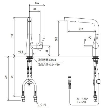 KVK KM6161ECM4 台付き1穴 シングル混合栓(キッチン用)【水栓】KVK[KM6161ECM4] 返品種別B_1