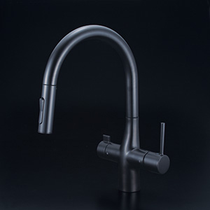 KVK 台付き1穴 ビルトイン浄水器用シングルシャワー付混合栓（キッチン用）　　浄水カートリッジセット付 KM6081SCECM5返品種別B