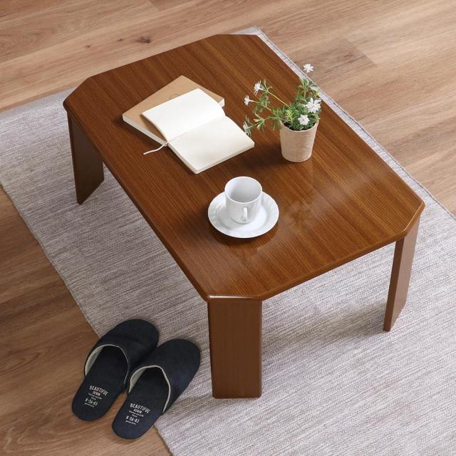 不二貿易 折りたたみローテーブル(幅75cm・ミディアムブラウン) 10026返品種別A