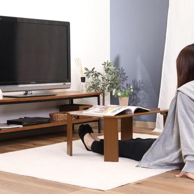 不二貿易 折りたたみローテーブル(幅75cm・ミディアムブラウン) 10026返品種別A