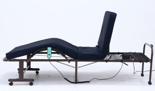 不二貿易 折たたみ電動ベッド 高床タイプ （ネイビー） サイズ(約)：幅100cm×奥行207.5cm×高さ52.5cm　FU-05-5H-42 14745返品種別B