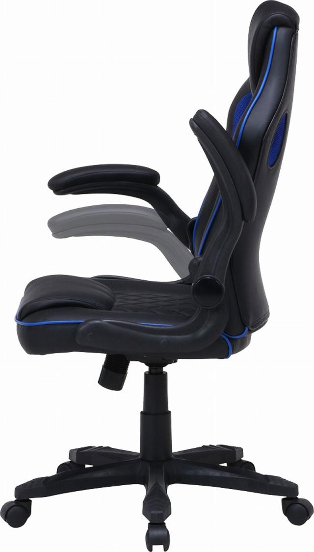 不二貿易 15508 ゲーミングチェアー(ブラック/ブルー)シグナル[15508フジボウエキ] 返品種別A_3
