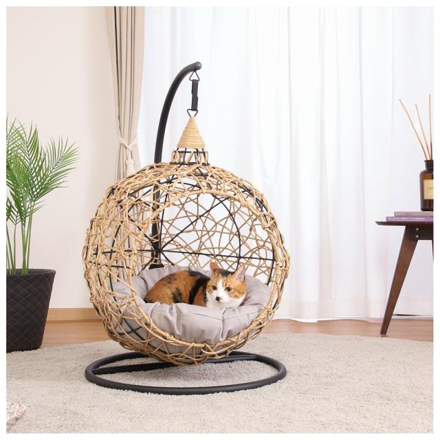 不二貿易 51736 ペット用ハンギングチェア ラウンド（ナチュラル）[51736フジボウエキ] 返品種別A_6