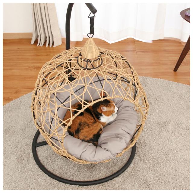不二貿易 51736 ペット用ハンギングチェア ラウンド（ナチュラル）[51736フジボウエキ] 返品種別A_7