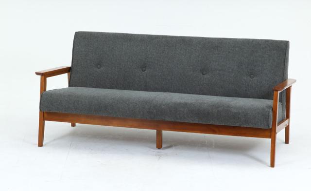 不二貿易 71736 厚手ファブリックソファ ミート 3P（グレー）[71736