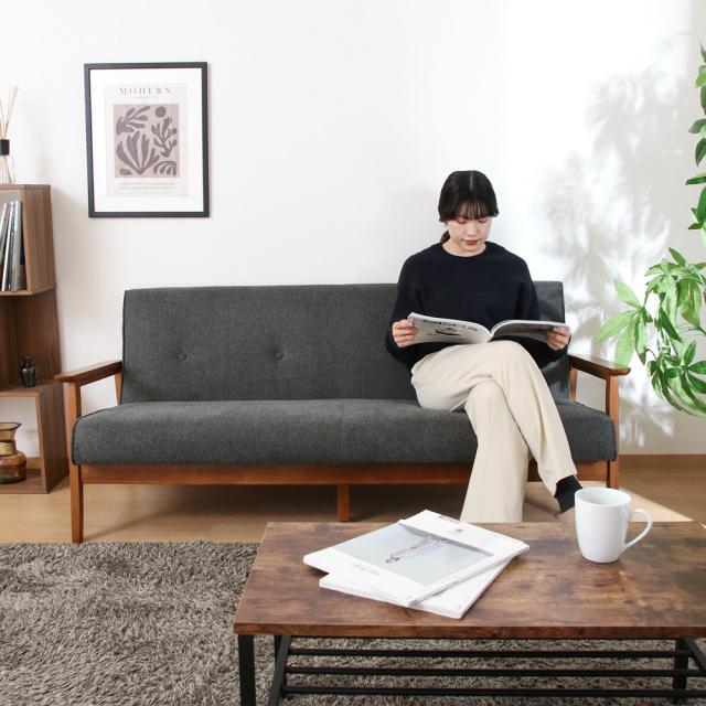 厚手ファブリックソファ ミート 3P グレー 厚手ファブリックソファ ミート 3P グレー