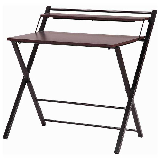 不二貿易 70389 フォールディングワークデスク（ダークブラウン・幅88cm×奥行64cm×高さ87.5cm）[70389フジボウエキ] 返品種別A