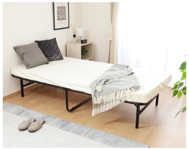 不二貿易 87495 工具不要折りたたみパイプベッド easy（ブラック）組立