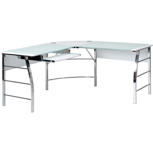 不二貿易 70391 ガラスPCデスク L型(ホワイト)CT-1040WH[70391フジボウエキ] 返品種別A