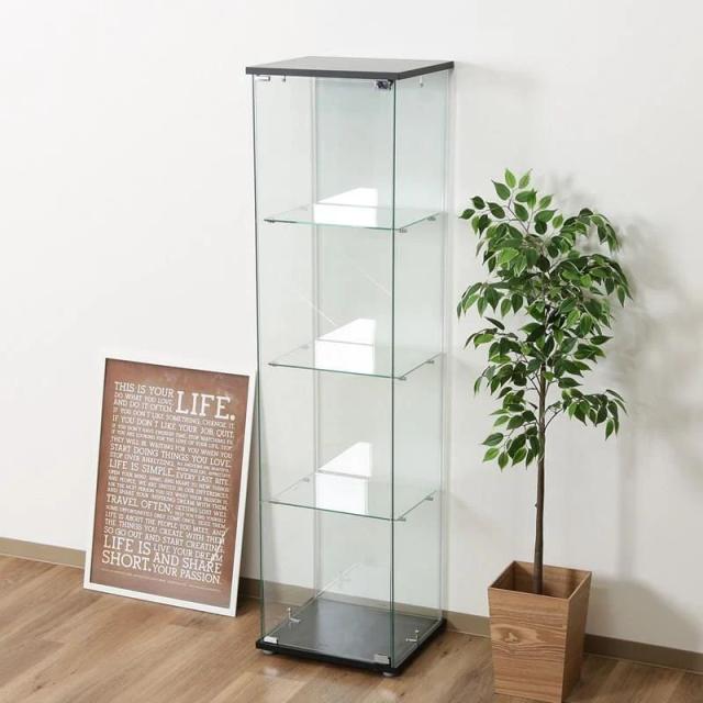 不二貿易 98880 ガラスコレクションケース 支柱なし 4面クリア 4段