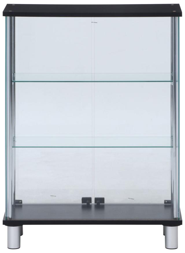 不二貿易 99486 ガラスディスプレイケース3段 ワイド(ブラック)コレクションケース[99486フジボウエキ] 返品種別B_4