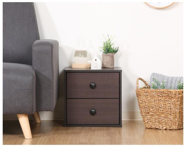 不二貿易 99896 キューブボックス 引出2杯（ブラウン）[99896