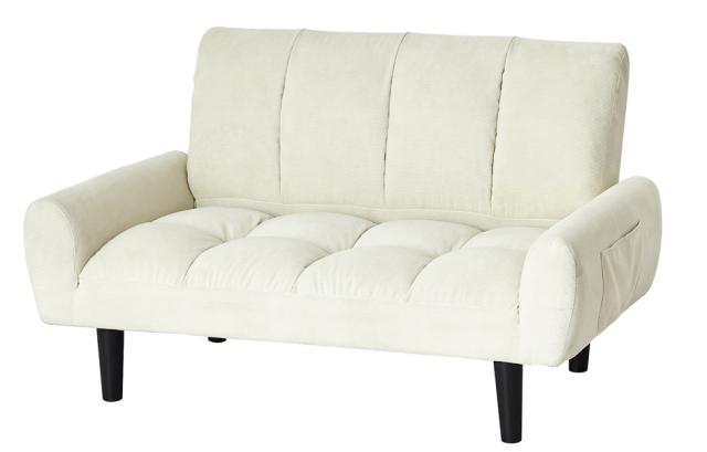 クロシオ 28749 2人掛けコーデュロイソファー(幅112.5×奥行63×高さ66cm・ミルキーホワイト)[28749クロシオ] 返品種別A