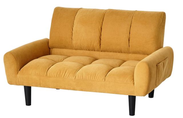 クロシオ 28750 2人掛けコーデュロイソファー(幅112.5×奥行63×高さ66cm・パンプキンイエロー)[28750クロシオ] 返品種別A