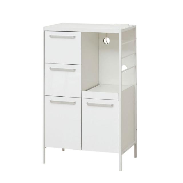 クロシオ 48002 NEWアート食器棚60-100(鏡面ホワイト・幅60×奥行40×高さ100cm)[48002クロシオ] 返品種別A
