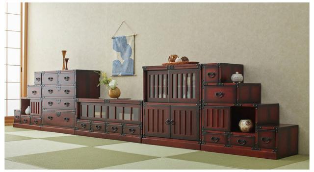 クロシオ 64734 民芸調　引出箪笥[64734クロシオ] 返品種別A