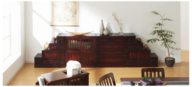 クロシオ 64734 民芸調　引出箪笥[64734クロシオ] 返品種別A