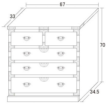 クロシオ 64734 民芸調　引出箪笥[64734クロシオ] 返品種別A