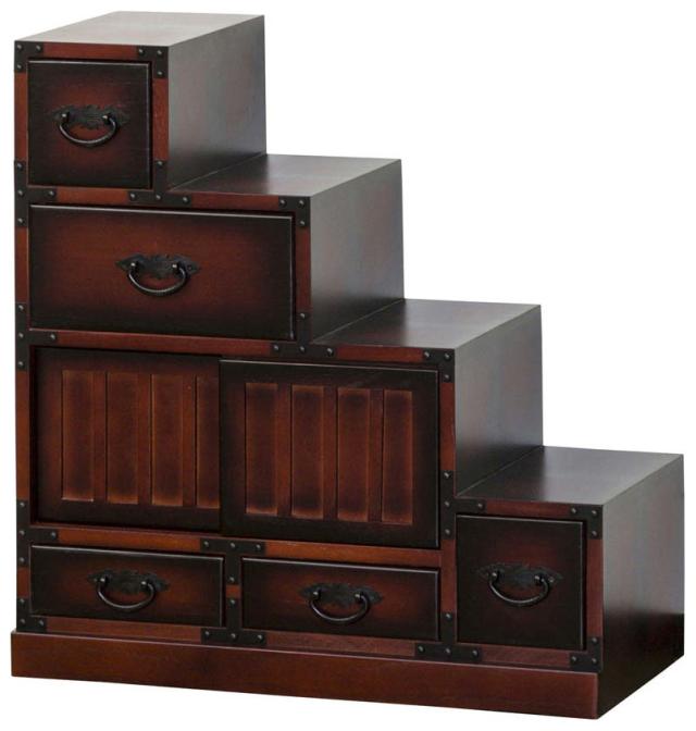 【専用】 民芸調 階段箪笥 右下がり 京都風民芸家具/階段タンス右下がり