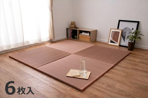 HAGIHARA(萩原) カラーの選べる軽量置き畳　綾川　同色6枚セット（幅82×奥行82×厚み2.5cm・レッド） アヤカワ8282RE6P返品種別A