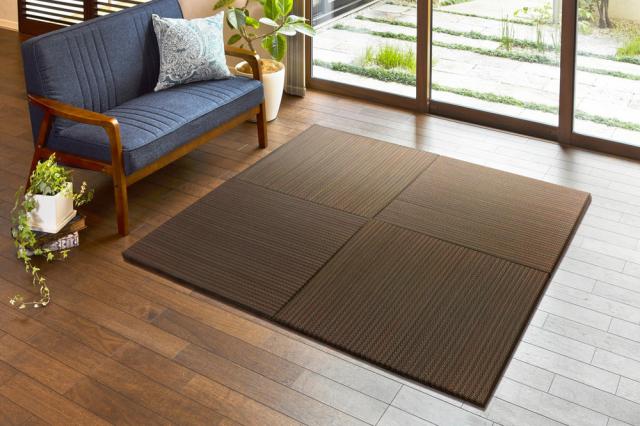 HAGIHARA(萩原) アジアンテイストの軽量置き畳　南風　同色9枚セット（幅82×奥行82×厚み2.5cm・ブラウン） ナンプウ8282BR9P返品種別A 18,352円