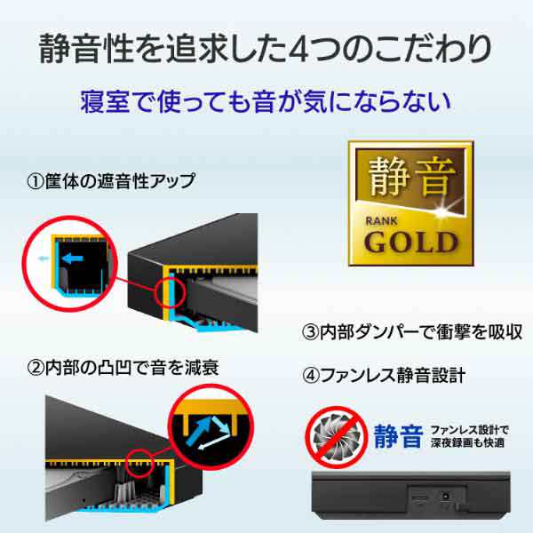 I/Oデータ AVHD-US4 USB3.2(Gen1) 24時間連続録画対応 静音GOLD 録画用