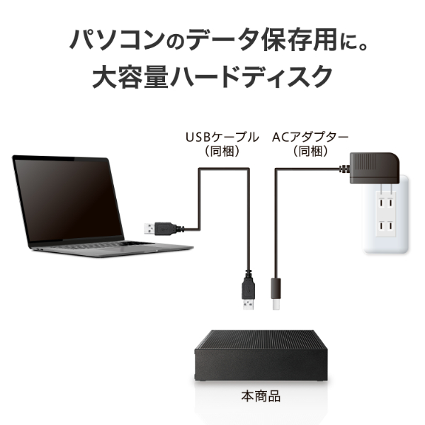 アイ・オー・データ機器｜I-O DATA HDCX-UT24P USB 5Gbps（USB 3.2 Gen1）対応 大容量外付けハードディスク 24TB[HDCXUT24P] 返品種別B_3