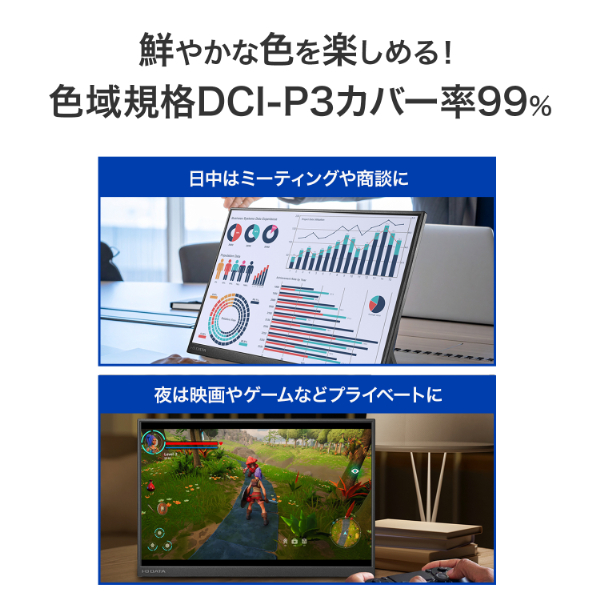 アイ・オー・データ機器｜I-O DATA LCD-YC163DX モバイル液晶ディスプレイ(16型/IPS/WUXGA 1920×1200/60Hz/8ms/HDR10/HDMI/USB Type-C)(ブラック)[LCDYC163DX] 返品種別A_5