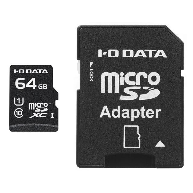 アイ・オー・データ機器｜I-O DATA MSDU1-64G/NC UHS-I UHS スピードクラス1対応 microSDメモリーカード 64GB（SDカード変換アダプター付き）[MSDU164GNC] 返品種別B