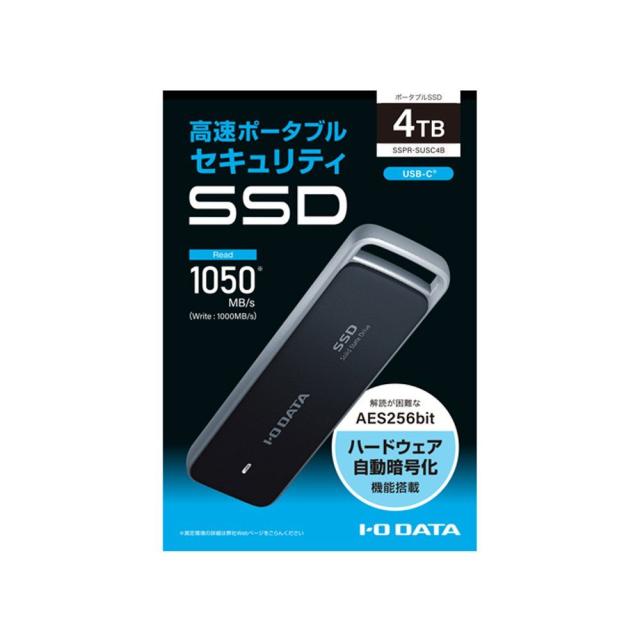 アイ・オー・データ機器｜I-O DATA USB 10Gbps（USB 3.2 Gen2）対応 長期5年保証 セキュリティSSD 4TB  SSPR-SUSC4B返品種別B_1