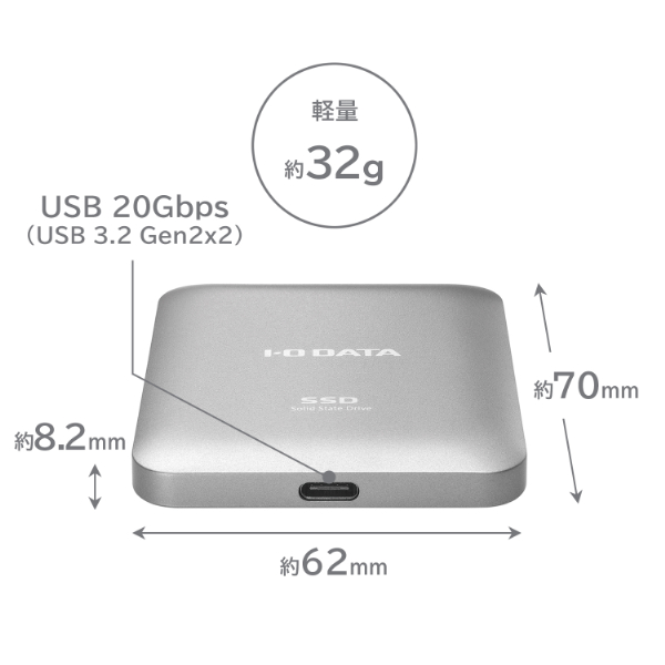 アイ・オー・データ機器｜I-O DATA SSMG-UWC4B USB 20Gbps（USB 3.2 Gen2x2）MagSafe＆USB-C対応ポータブルSSD 4TB[SSMGUWC4B] 返品種別B_1