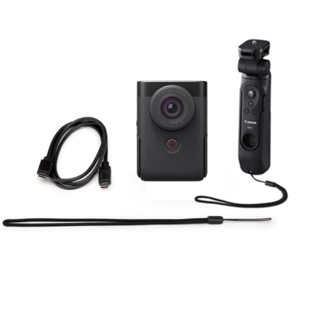 キヤノン デジタルカメラ「Vlogカメラ PowerShot V10」トライポッドグリップキット（ブラック）  PSV10TRIPODKITBK返品種別A