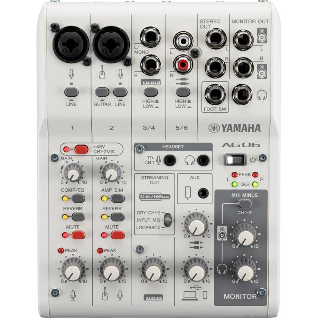 ヤマハ AG06MK2-W ライブストリーミングミキサー(ホワイト)YAMAHA[AG06MK2W] 返品種別A