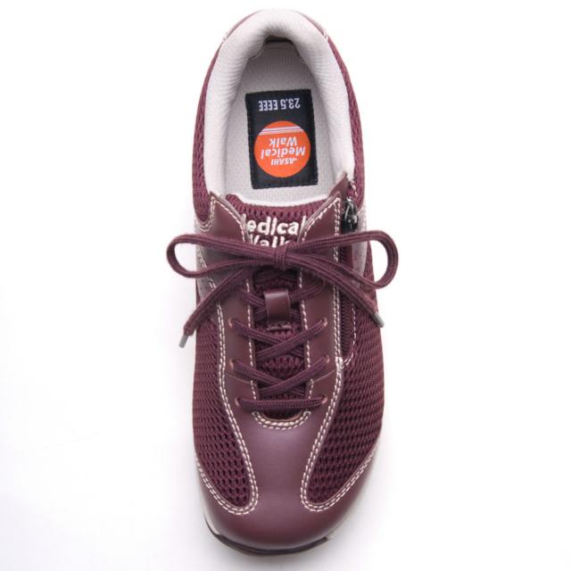 アサヒメディカルウォーク MS-L-ワイン-250 レディース ウォーキングシューズ メディカルウォーク MS-L（ワイン・サイズ：25.0cm）KV77192[MSLワイン250] 返品種別A